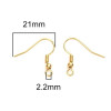 Boucles d'oreille Crochets 21 mm, ACIER INOXYDABLE  coloris Doré