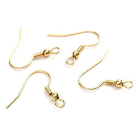 Boucles d'oreille Crochets 21 mm, ACIER INOXYDABLE  coloris Doré