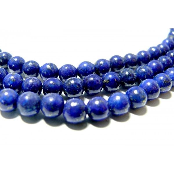 Lot de 5 perles rondes de lapis lazuli grade A ronde 14mm