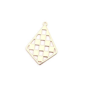 PS110239270 PAX 5 Estampes Pendentif Filigrane Losange 24 mm Cuivre coloris Doré