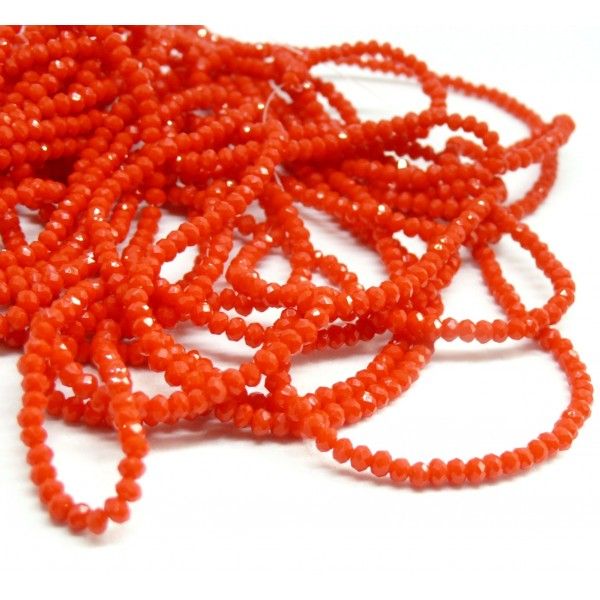 1 fil d'environ 200 perles Rondelles Verre Facettée Orange 3 par 2mm HR1352 Couleur 25