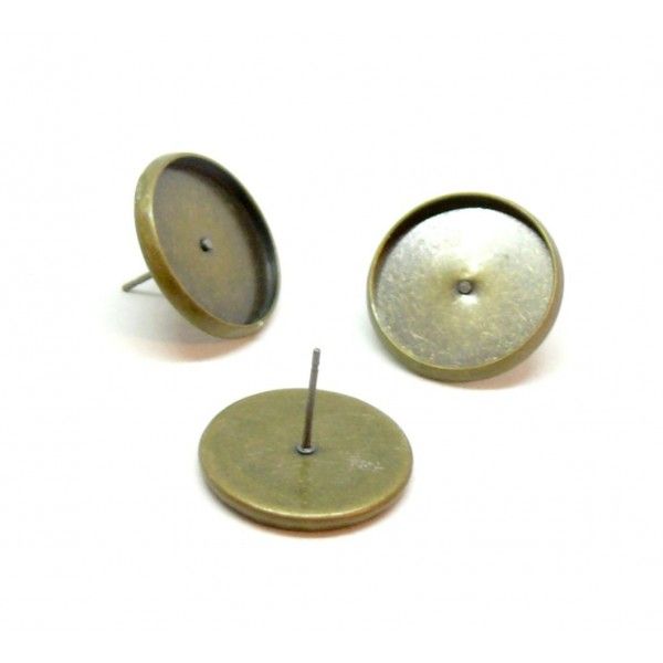 PAX 20 Supports de Boucle d'oreille Puce Laiton coloris Bronze 18mm