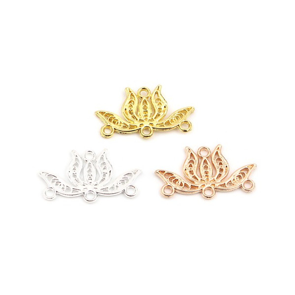 PS110257330 PAX 10 Pendentifs, Multiconnecteurs, Chandeliers Fleurs de Lotus 22 mm metal couleur Doré