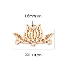PS110257328 PAX 10 Pendentifs, Multiconnecteurs, Chandeliers Fleurs de Lotus 22 mm metal couleur Or Rose