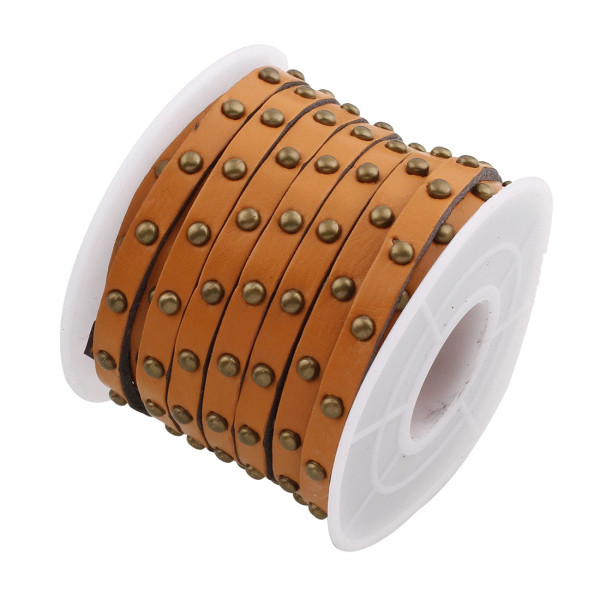 Cordon Simili Cuir Clouté Rivet Bronze 5x3mm Couleur 5