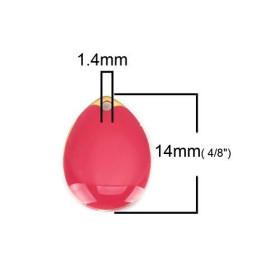 PS110238349 PAX 5 sequins médaillons style émaillés Biface GOUTTE 14mm Rose Grenat