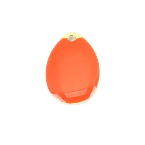 sequins médaillons style émaillés Biface GOUTTE 14mm Orange