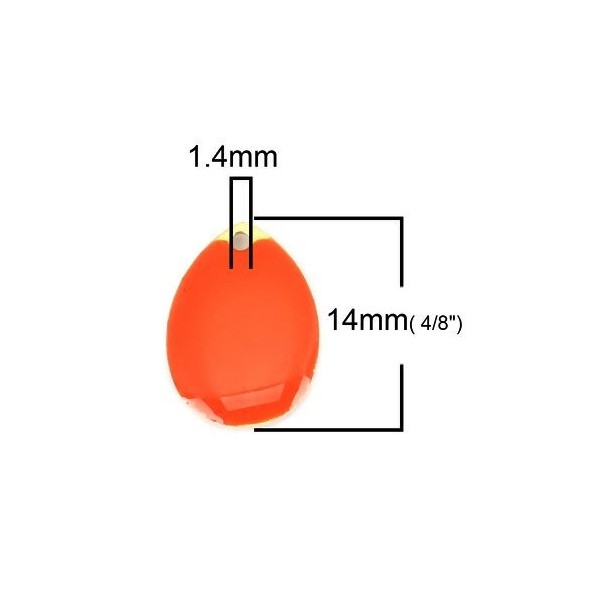 Sequins médaillons style émaillés Biface GOUTTE 14mm Orange