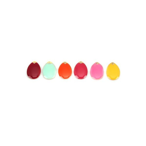 Sequins médaillons style émaillés Biface GOUTTE 14mm Orange