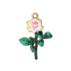Pendentifs Fleur 29mm Résine Émaillée sur Métal Doré