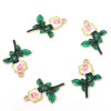 Pendentifs Fleur 29mm Résine Émaillée sur Métal Doré