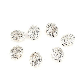 Perles Intercalaires Ovales Plates Martelées 13mm – Métal Argent Antique