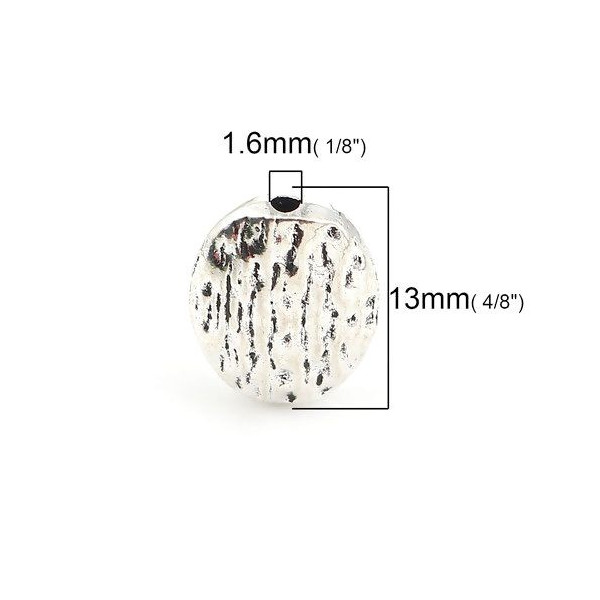 PS110117683 PAX 15 perles intercalaires Ovales Plates Martelées 13 mm métal couleur Argent Antique