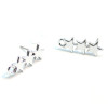 Boucles d'oreille Trio d'étoile 22mm couleur Argent Platine  avec attache et embouts poussoirs
