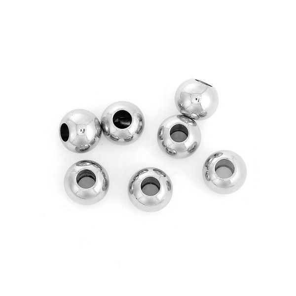 Perles intercalaires Rondes 8 mm en Acier Inoxydable pour bijoux