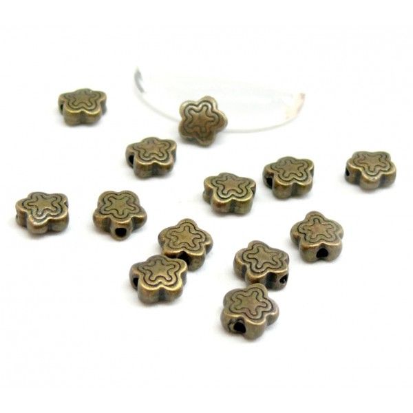 H1110690 PAX 50 Perles intercalaires Fleurs 7 mm metal couleur Bronze