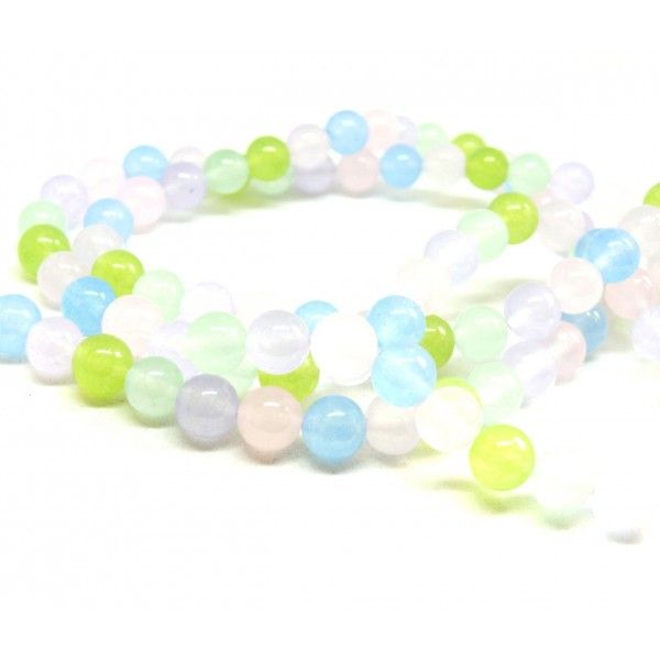 1 fil d'environ 40 perles JADE BLEU CLAIR 10mm couleur Y04