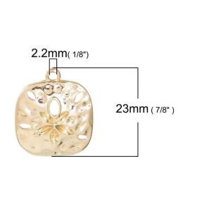 PS110085653  PAX 4 pendentifs Dollars des Sables 23 mm sur métal doré