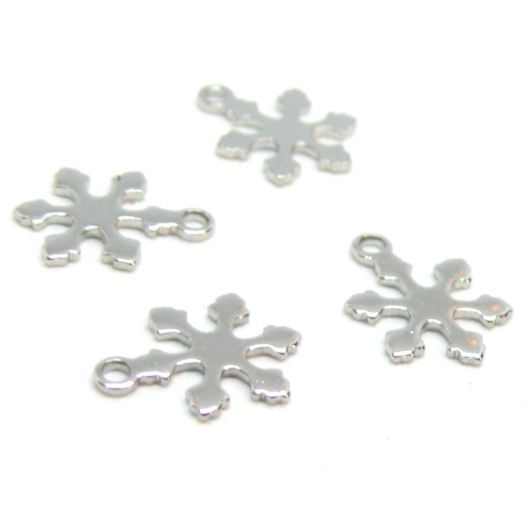 PAX 20 Pendentifs breloques Flocons de Neige 10 mm en Acier Inoxydable 304 pour bijoux raffinés