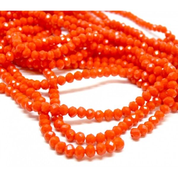 1 fil d'environ 149 perles Rondelles Verre Facettée Orange  Foncé 4 par 3mm I033 Couleur 06BIS
