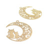 AE116189 Lot de 4 Estampes pendentif filigrane Chats et Lune Doré 20 par 25mm
