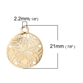 PS110085656  PAX 5 pendentifs Dollars des Sables 21 mm sur métal doré