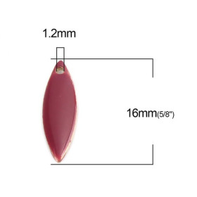 PS110238088 PAX 5 sequins médaillons émaillés BIFACE NAVETTES FINES 16 par 5 mm Violet Orchidée sur une base en cuivrel Doré