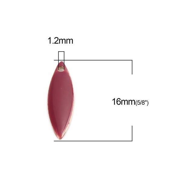 Sequins Médaillons Émaillés Biface Navettes Fines 16x5mm – Violet Orchidée sur Cuivre Doré