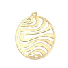 Estampes, pendentif, filigrane médaillon style Vague Art Déco 22 par 18mm Cuivre Doré 18KT