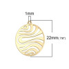 Estampes, pendentif, filigrane médaillon style Vague Art Déco 22 par 18mm Cuivre Doré 18KT