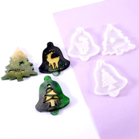 S11259913 PAX 1 MOULE EN SILICONE pendentif Sapin, Noel, Christmas moule 96 mm utilisation FIMO RESINE