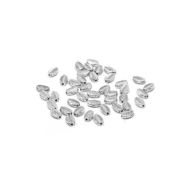 Passants, perles intercalaires Feuille 9 mm métal finition Argent Platine Rhodié