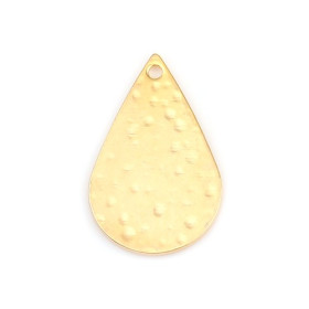 PS110134146 PAX 5 pendentifs Goutte Martelé 22 mm cuivre couleur Doré 18K