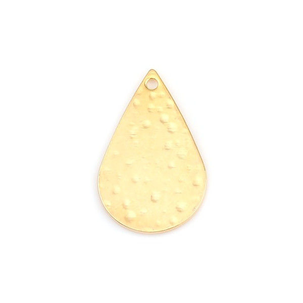 PS110134146 PAX 5 pendentifs Goutte Martelé 22 mm cuivre couleur Doré 18K