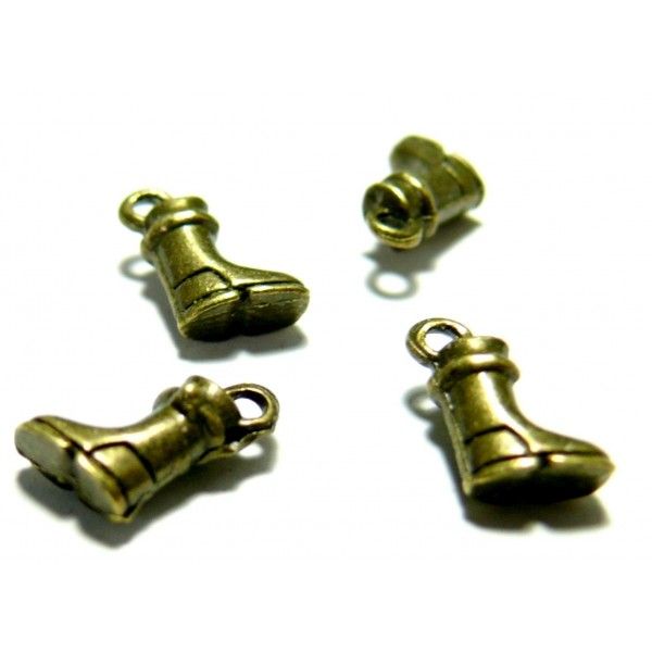 Lot de 20 pendentifs breloque mini bottines métal coloris Bronze PA24604