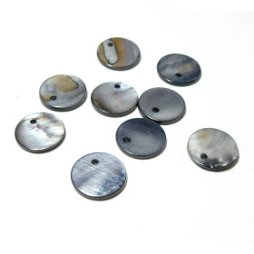 Perles Pendentifs Nacre Pastilles 15mm couleur Gris