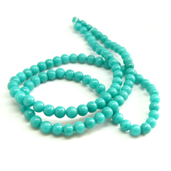 Perles rondes Jade Mashan Bleu Canard 6 mm