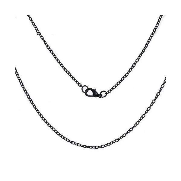 Colliers Sautoirs 62 cm CHAINE Maille 3 par 2 mm métal coloris Noir