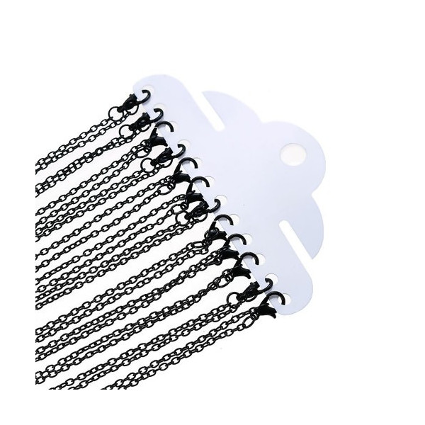 Colliers Sautoirs 62 cm CHAINE Maille 3 par 2 mm métal coloris Noir