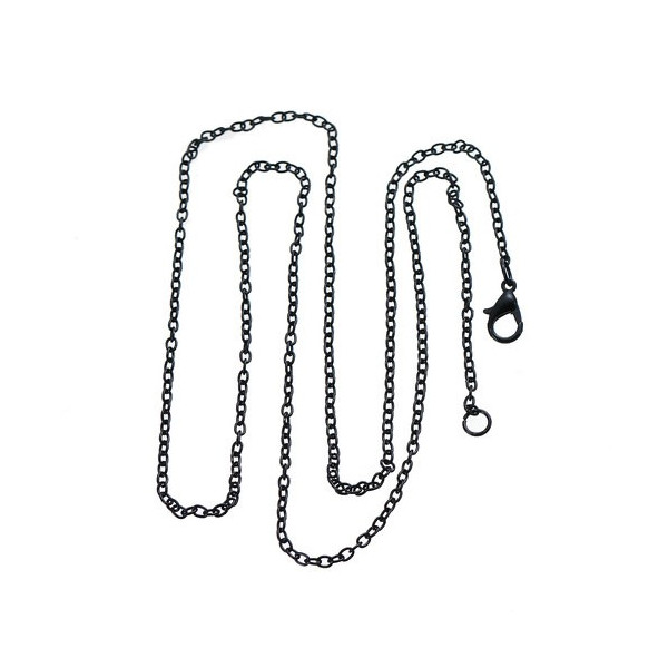 Colliers Sautoirs 62 cm CHAINE Maille 3 par 2 mm métal coloris Noir