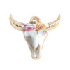 Pendentifs Buffalo, Buffle, Tete Vache, Boho Chic style emaillé 22mm, metal couleur Doré