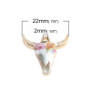 Pendentifs Buffalo, Buffle, Tete Vache, Boho Chic style emaillé 22mm, metal couleur Doré