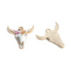 Pendentifs Buffalo, Buffle, Tete Vache, Boho Chic style emaillé 22mm, metal couleur Doré