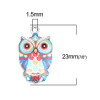 Pendentifs breloques Chouette, Hibou résine Emaillé 23 mm métal Argenté