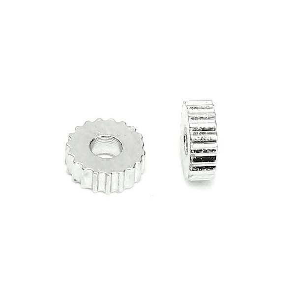 PS110107178 PAX 50 passants, perles intercalaires Rondelles Engrenage 3.5 mm métal couleur Argent Platine