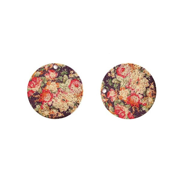 S110100525 PAX 5 pendentifs breloques stardust Ronde 20mm Motifs Fleurs Cuivre Coloris Doré