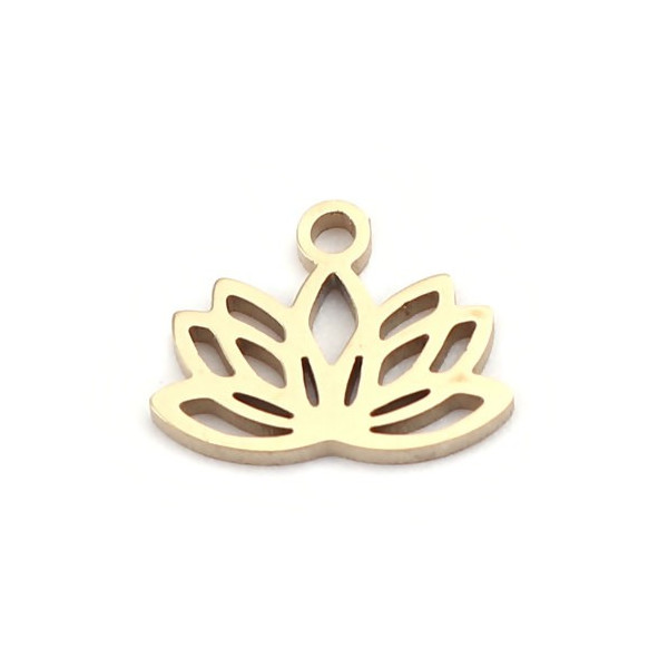 Pendentifs Breloques Fleur de Lotus 10mm Doré 18K – Acier Inoxydable 304