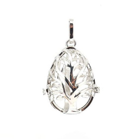 Pendentif Cage Goutte ARBRE pour PERLE BOULE BOLA GROSSESSE 18mm cuivre finition Argent Platine Rhodié
