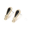 Supports Boucle d'oreille Puce, Goutte  et émaille Noir, couleur Doré avec attache et embouts poussoirs