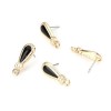 PS110115444  PAX 4 supports Boucle d'oreille Puce, Goutte  et emaille Noir couleur Doré avec attache
